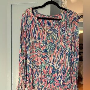 Lilly Pulitzer Vibrant Pink and Blue Blouse